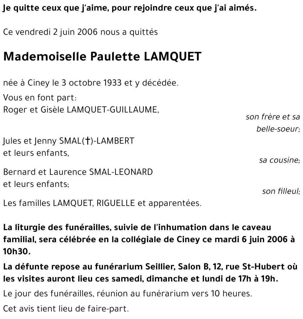 Paulette LAMQUET