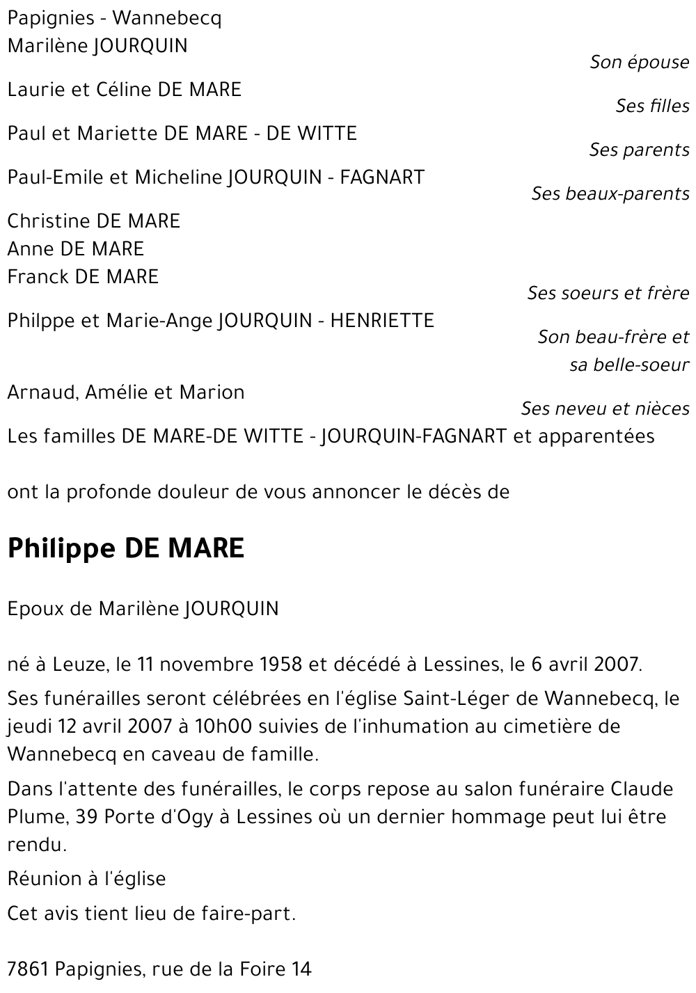 Philippe DE MARE
