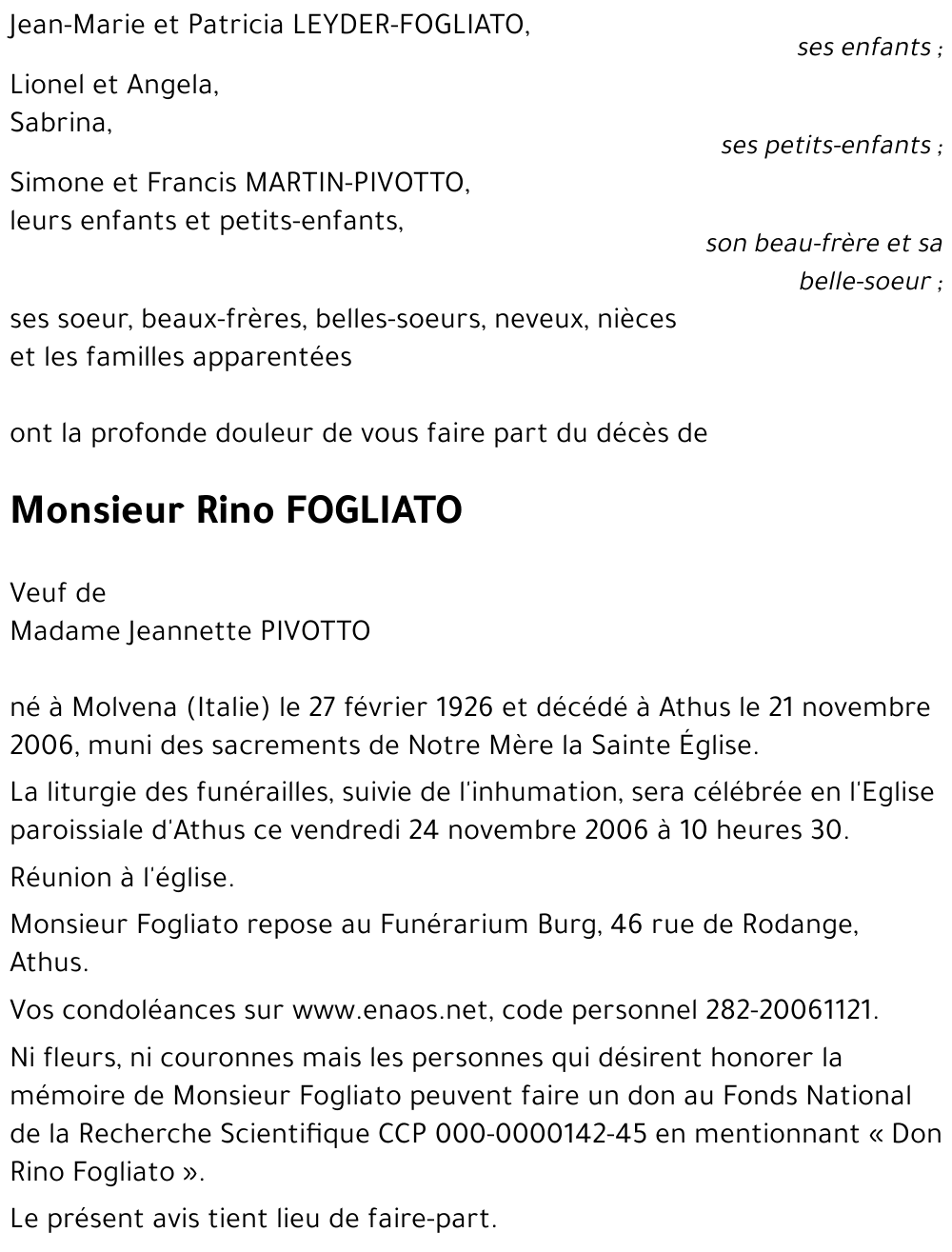 Rino FOGLIATO