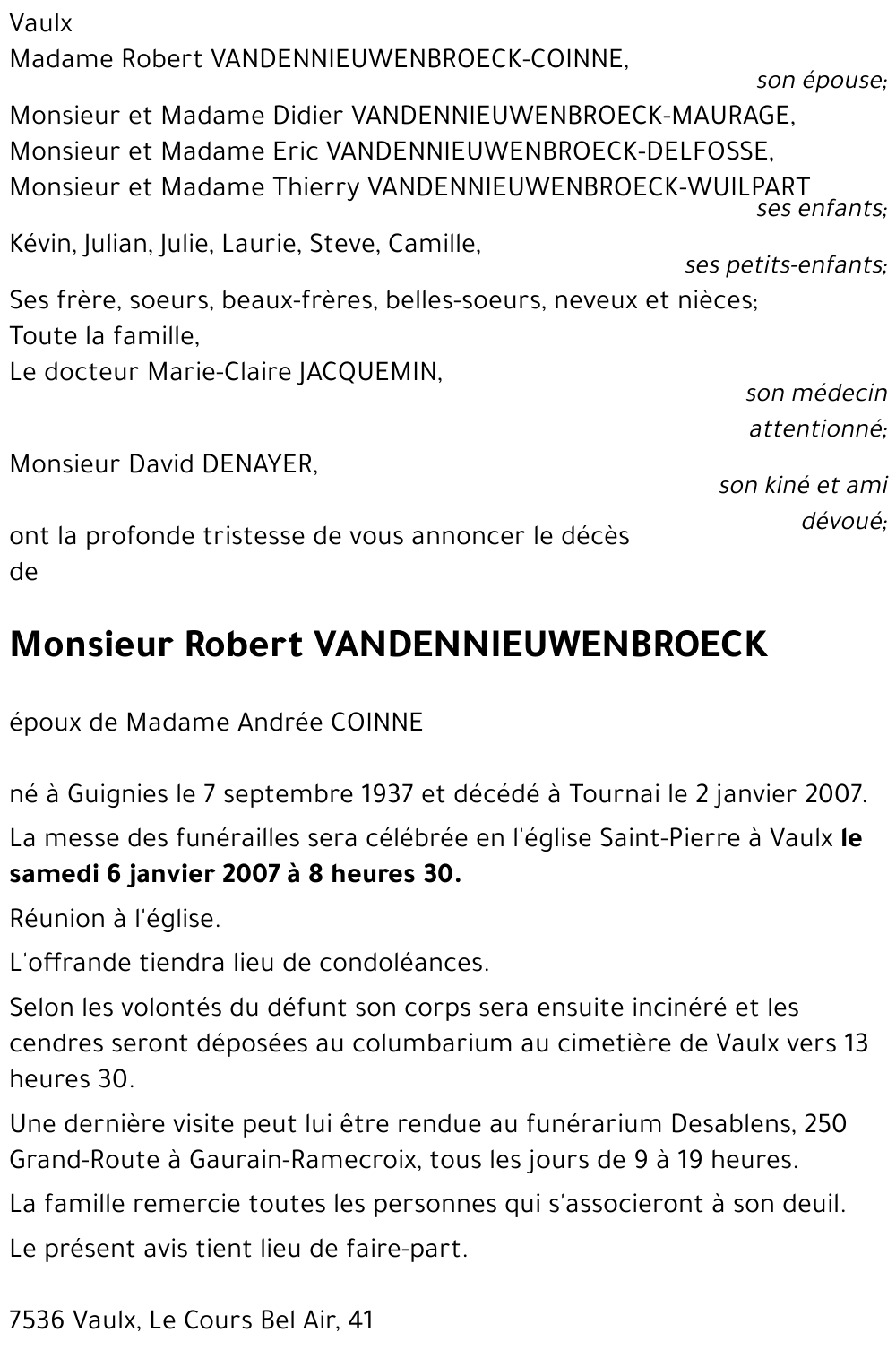 Robert VANDENNIEUWENBROECK