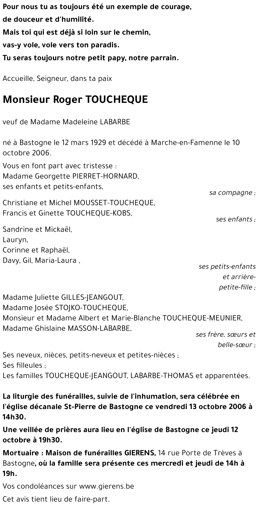 Roger TOUCHEQUE