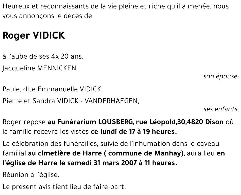 Roger VIDICK
