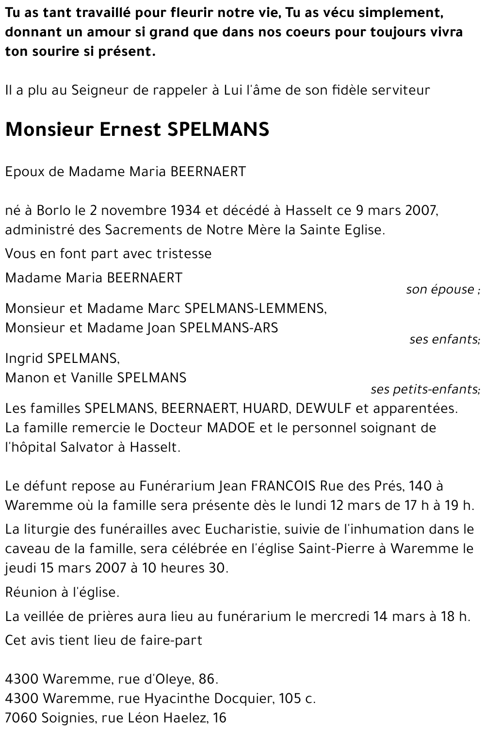 SPELMANS Ernest