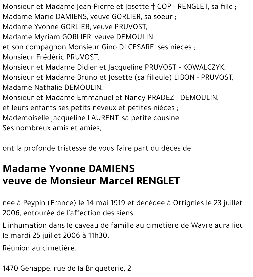 Yvonne DAMIENS