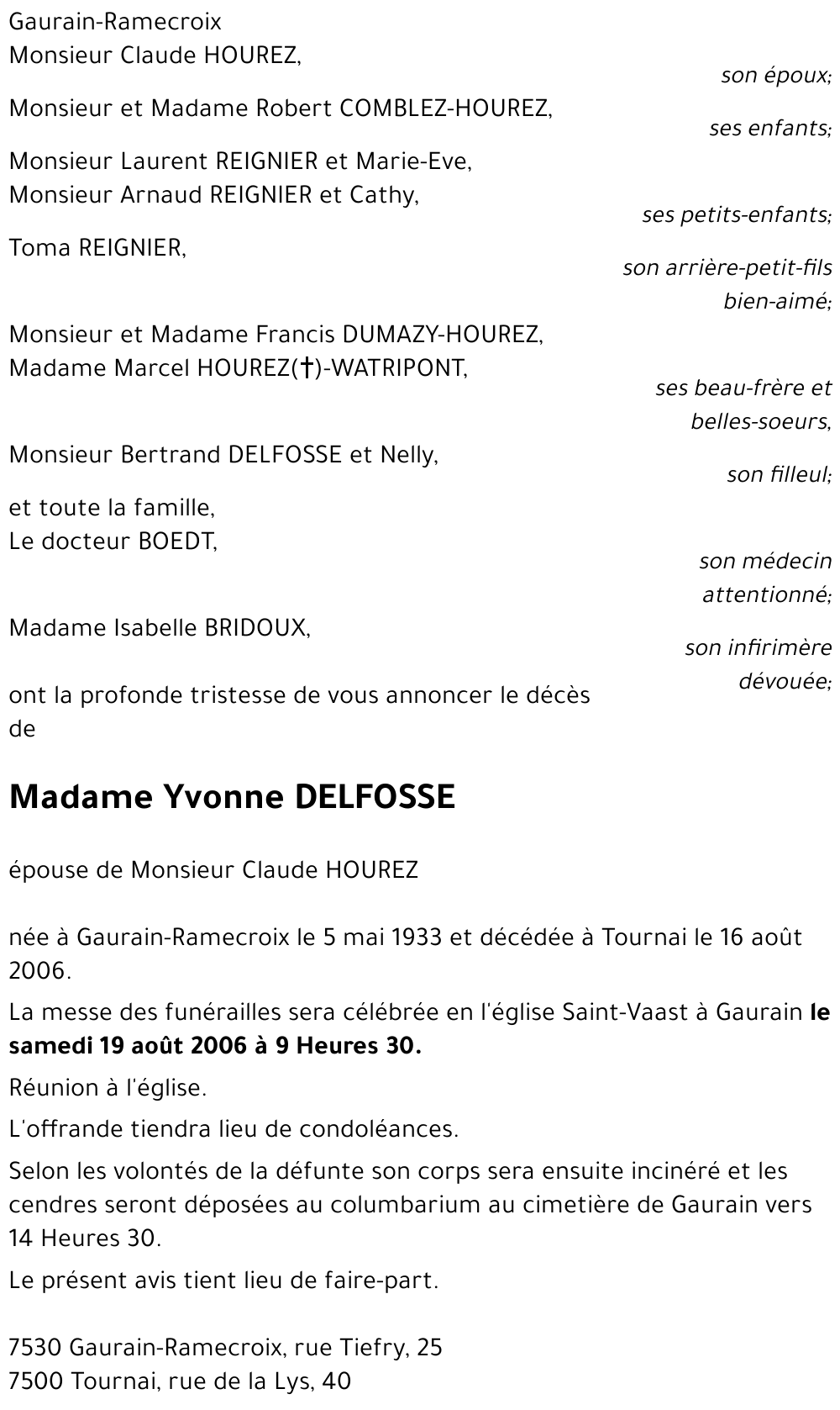 Yvonne DELFOSSE