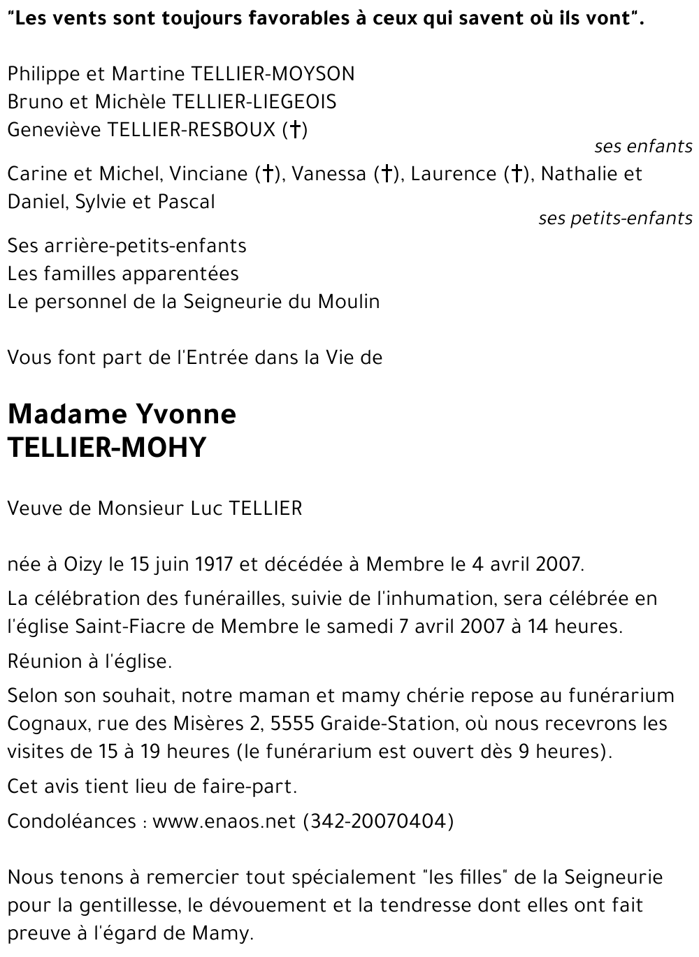 Yvonne TELLIER-MOHY