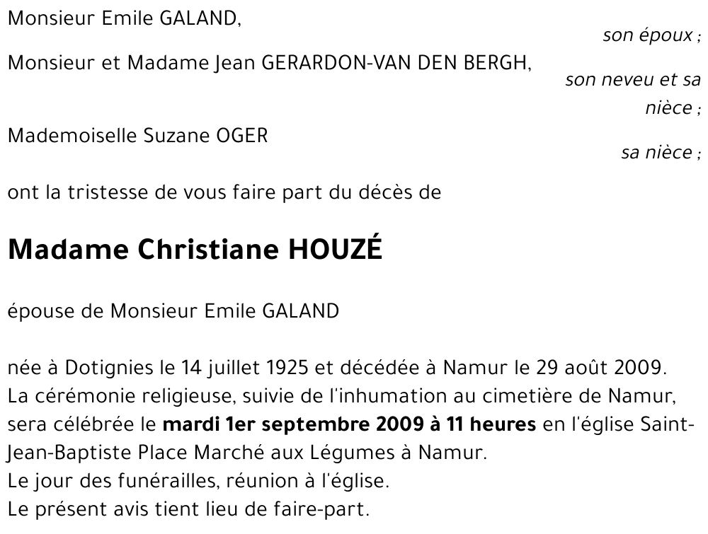 Christiane HOUZÉ