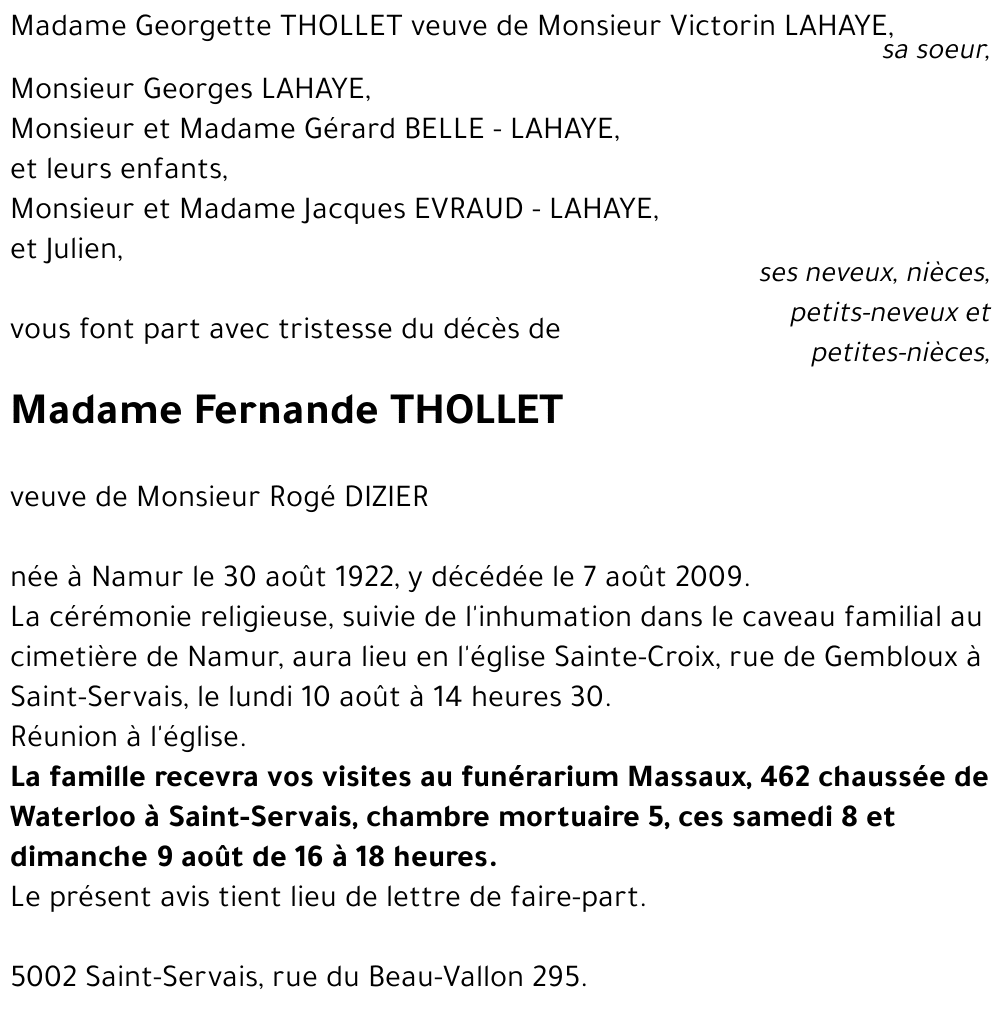 Fernande THOLLET