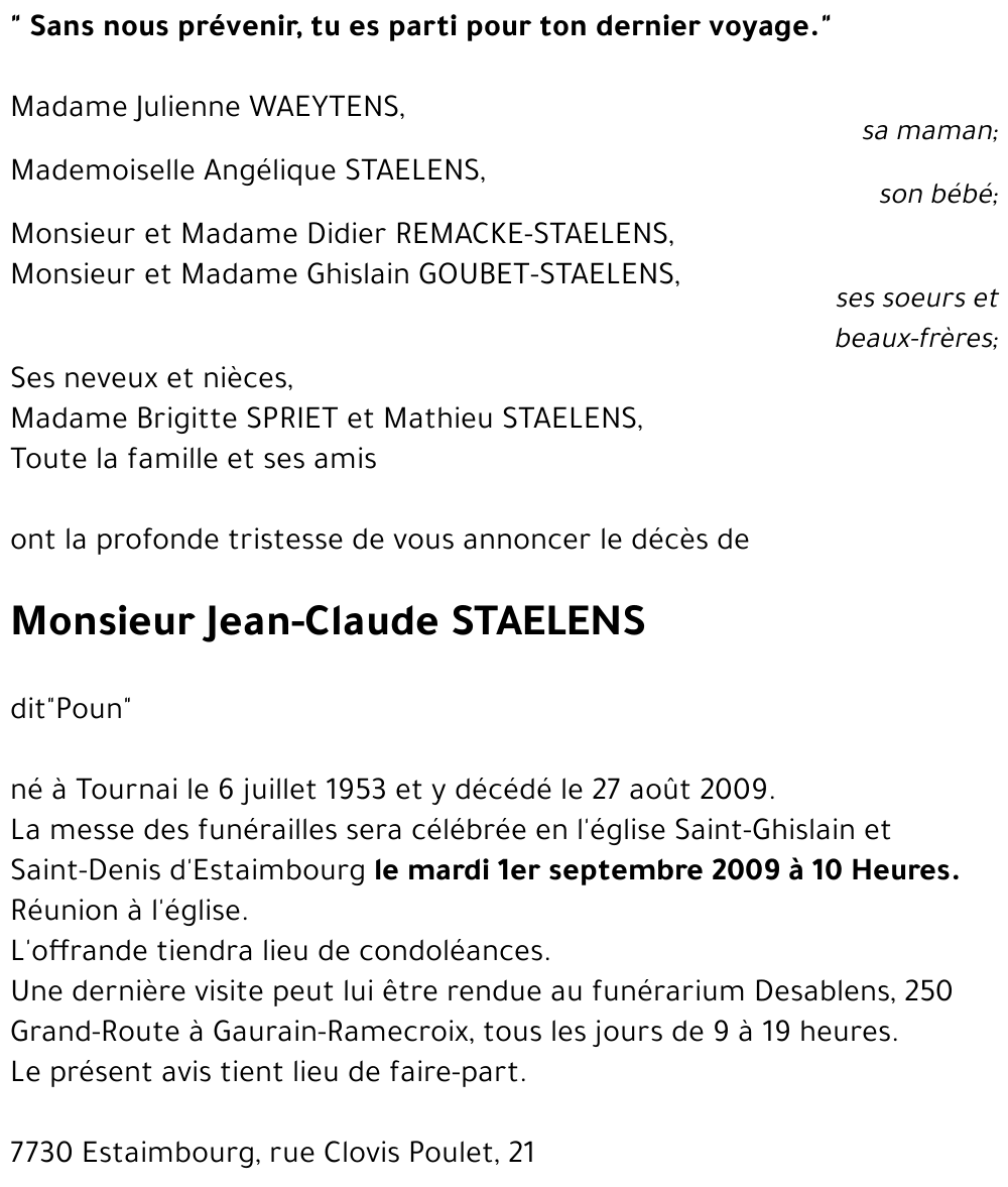 Jean-Claude STAELENS