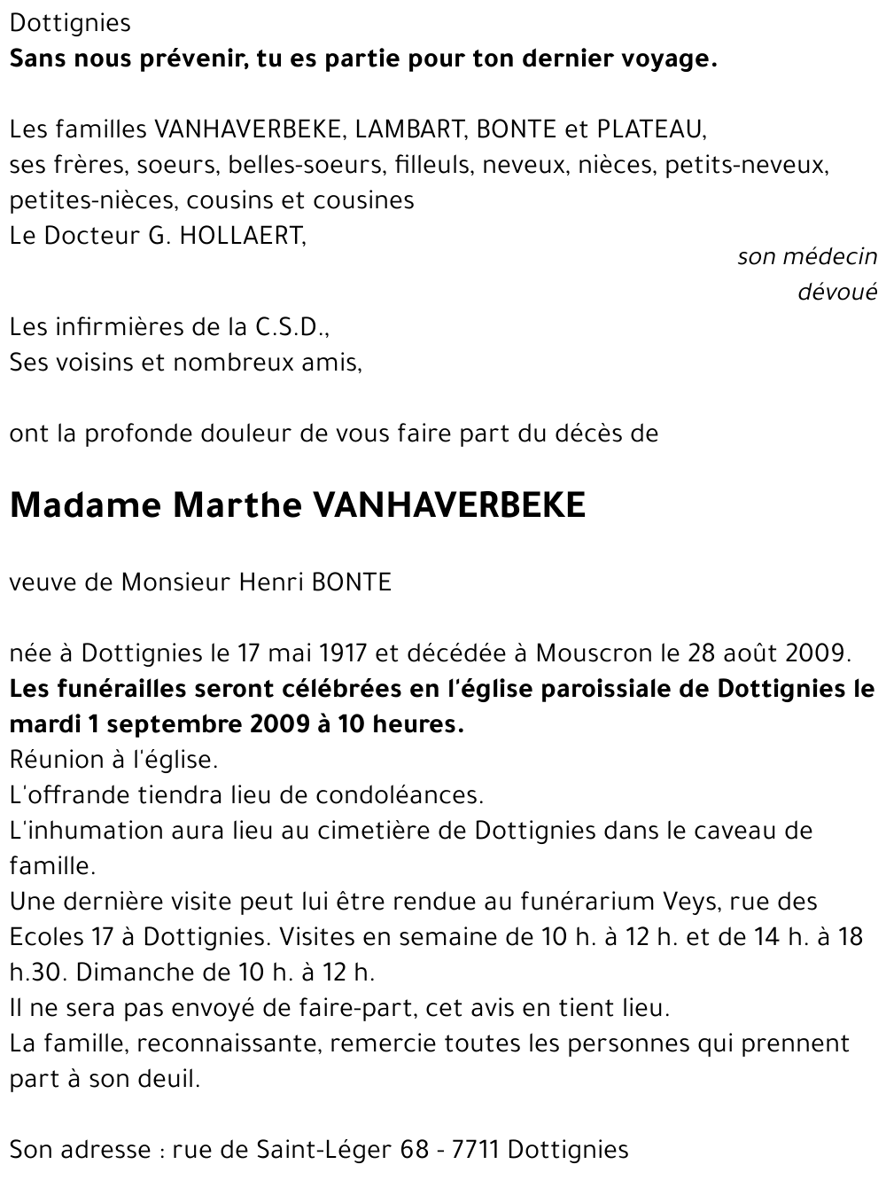 Marthe VANHAVERBEKE