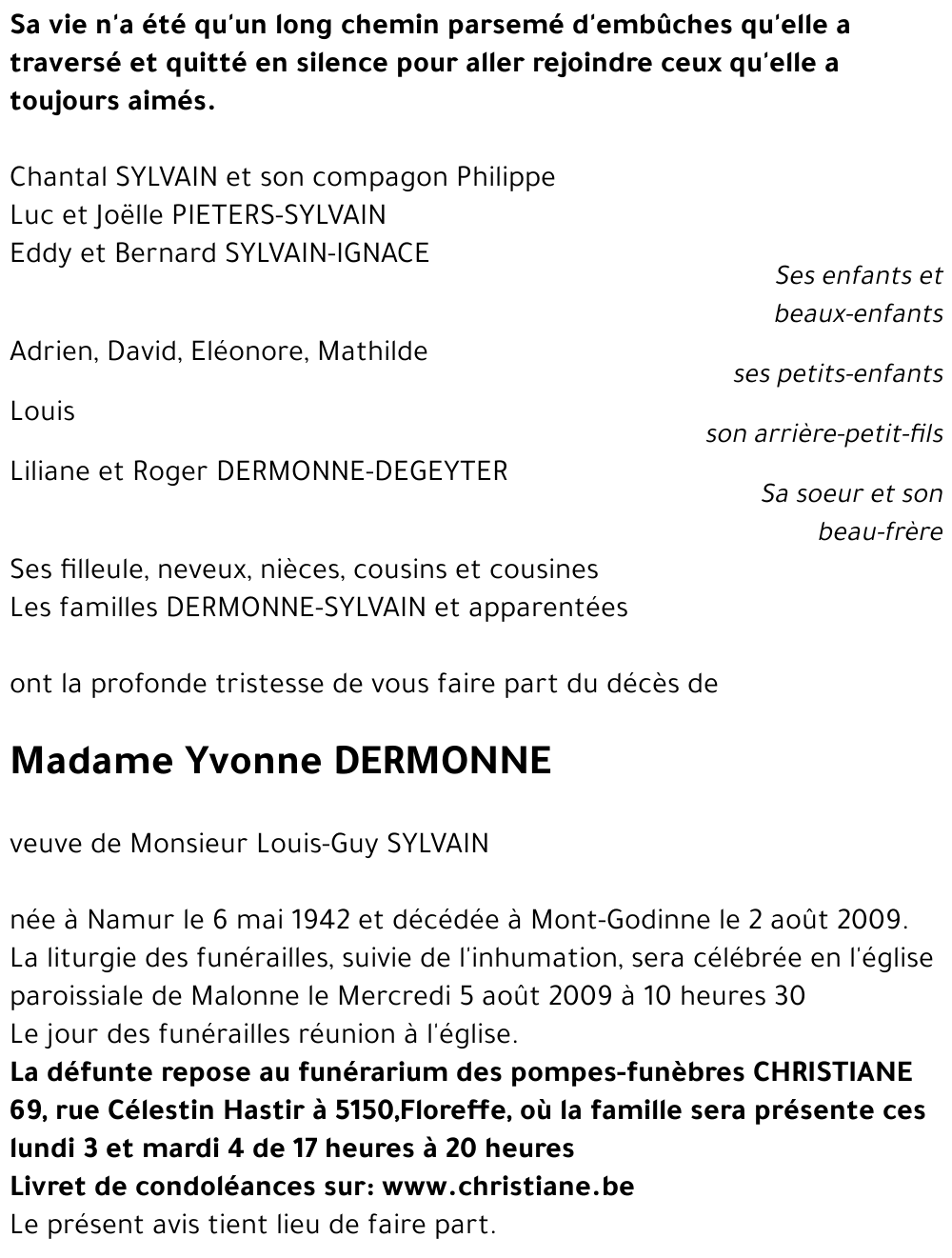 Yvonne DERMONNE