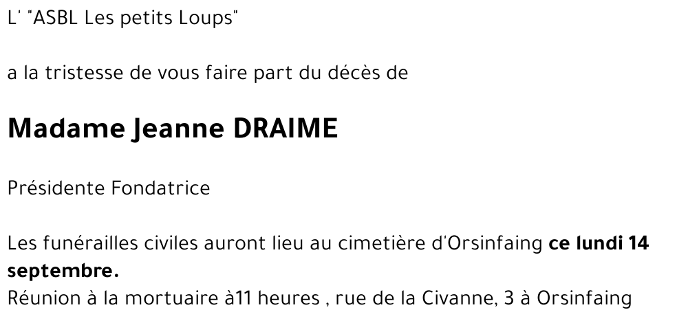 Jeanne DRAIME