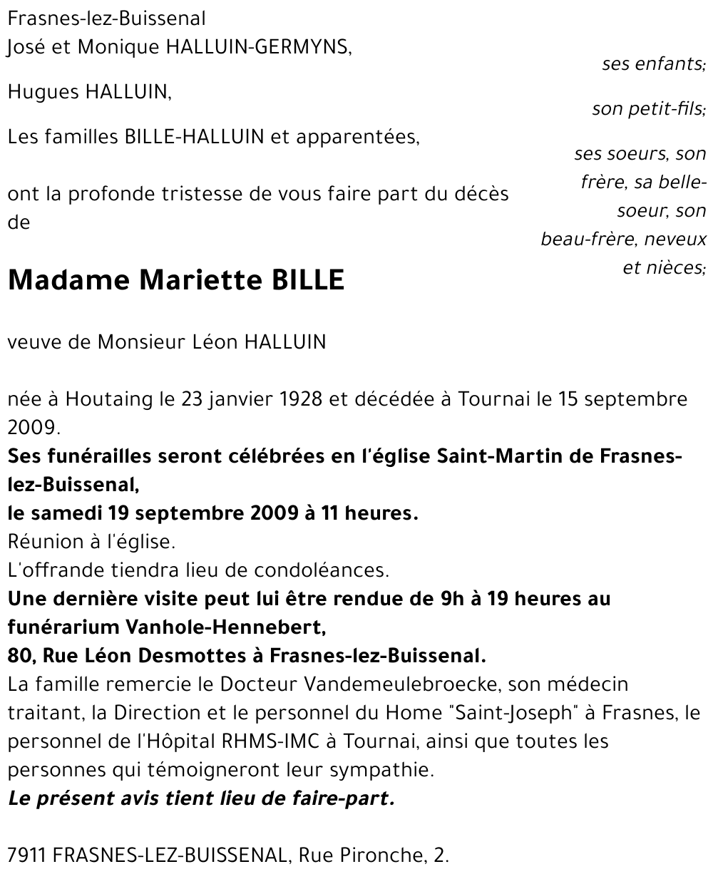 Mariette BILLE