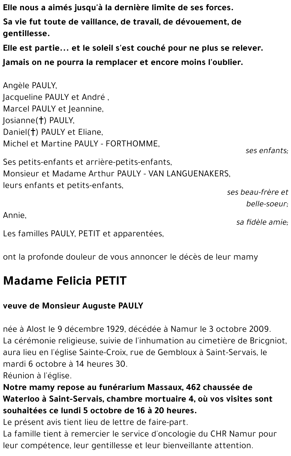 Felicia PETIT