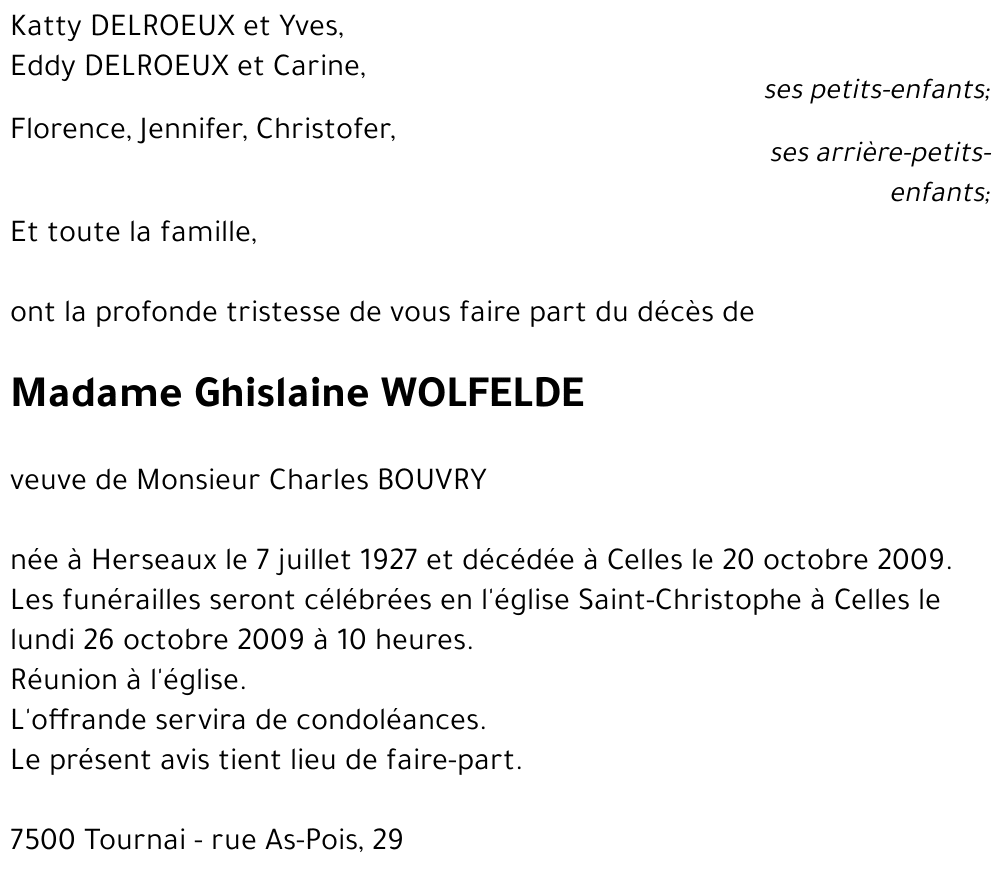 Ghislaine WOLFELDE