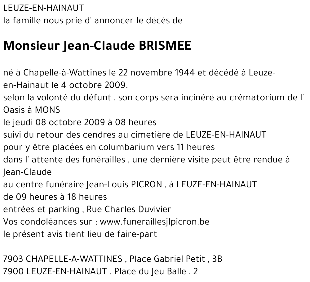 Jean-Claude BRISMEE