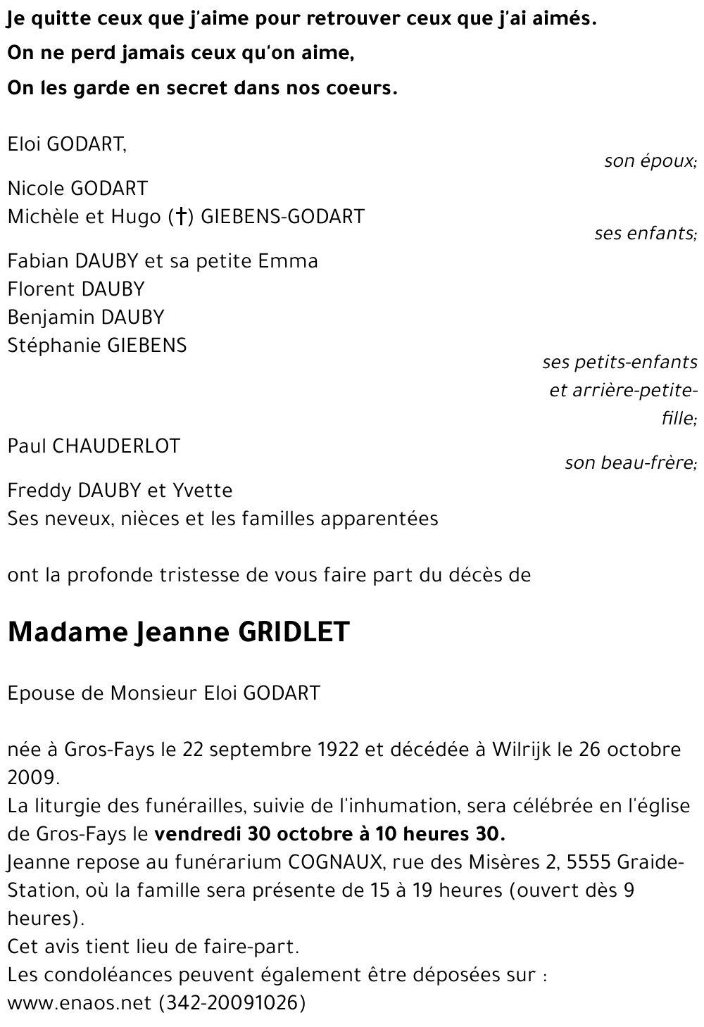 Jeanne GRIDLET