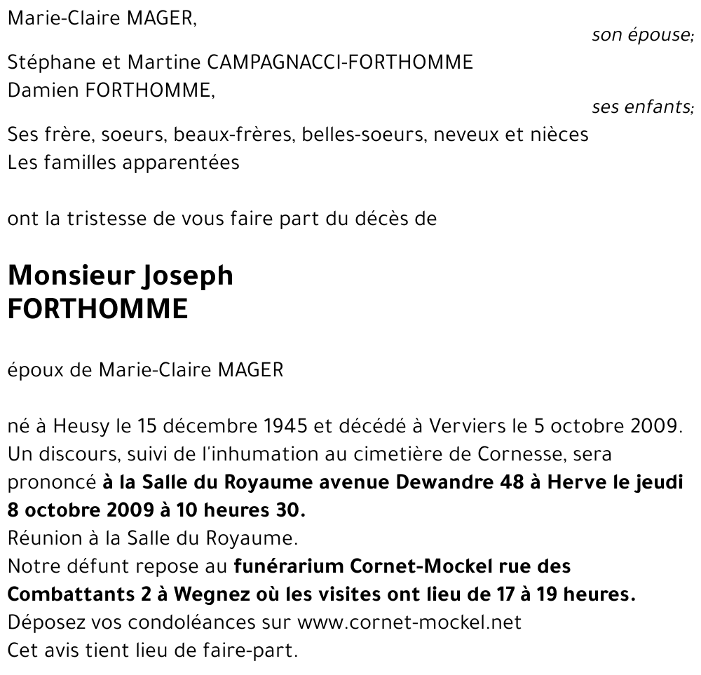 Joseph FORTHOMME