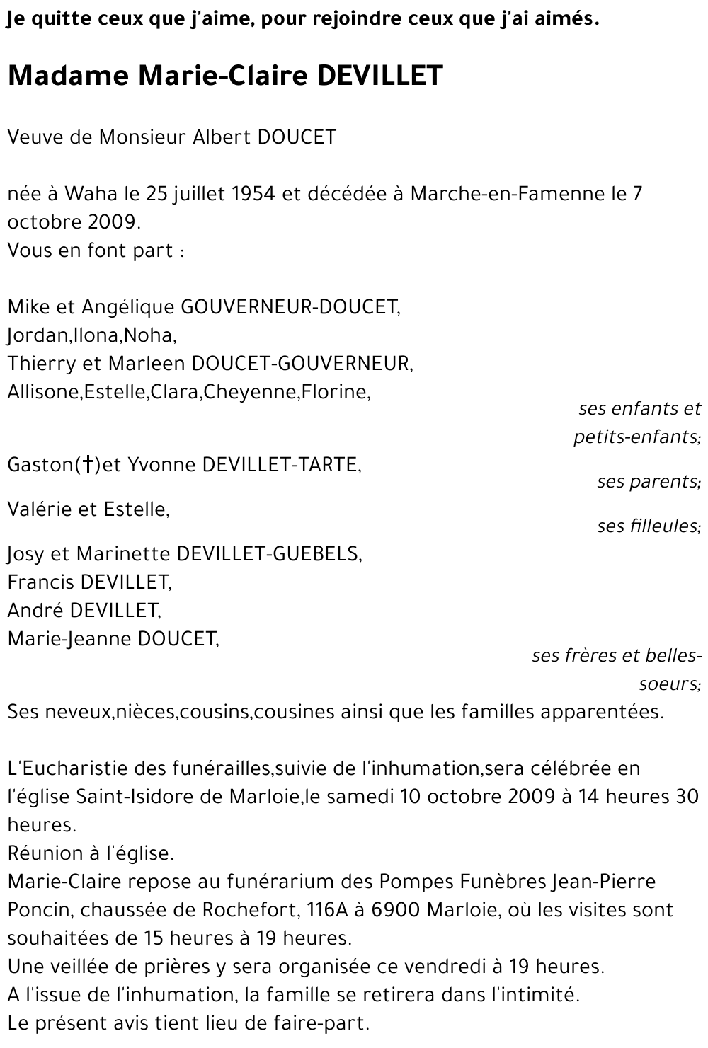 Marie-Claire DEVILLET