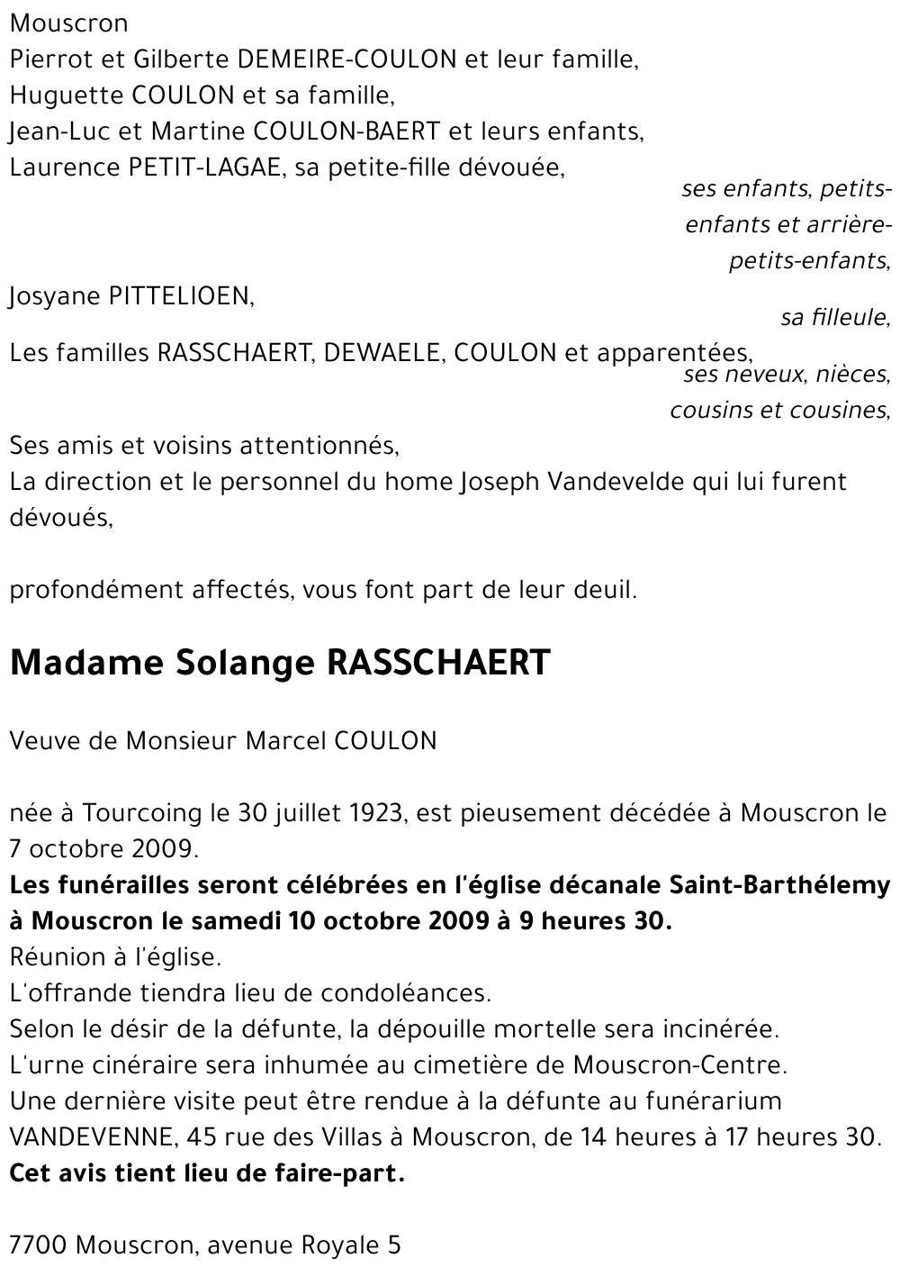 Solange RASSCHAERT
