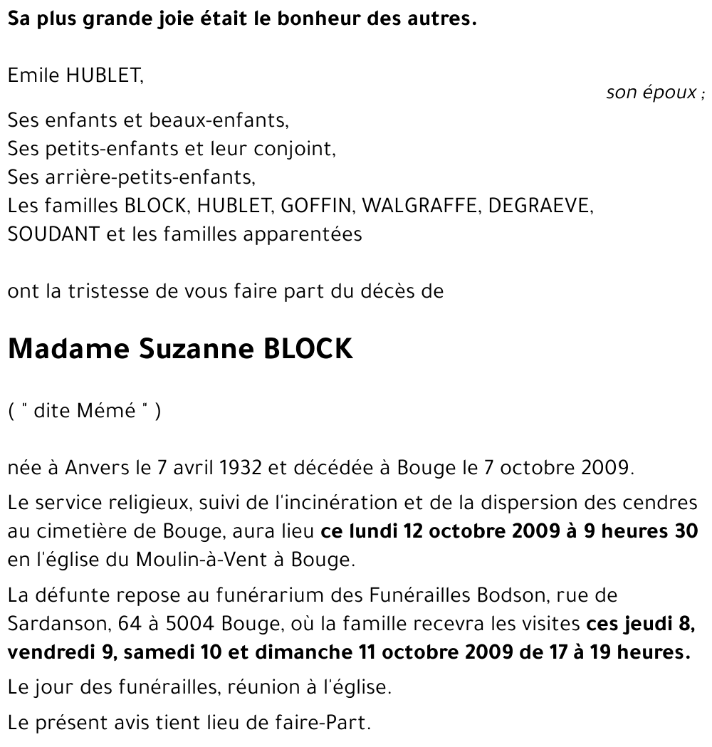 Suzanne BLOCK