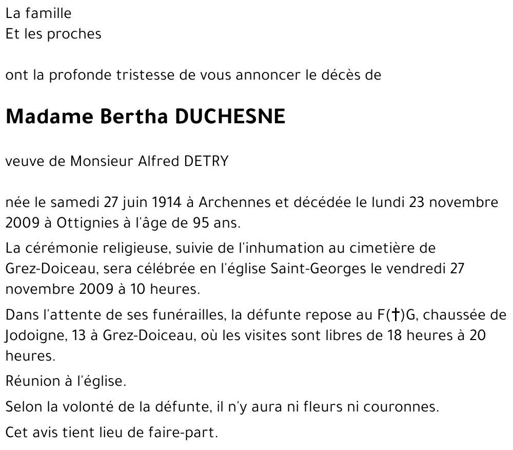 Bertha DUCHESNE