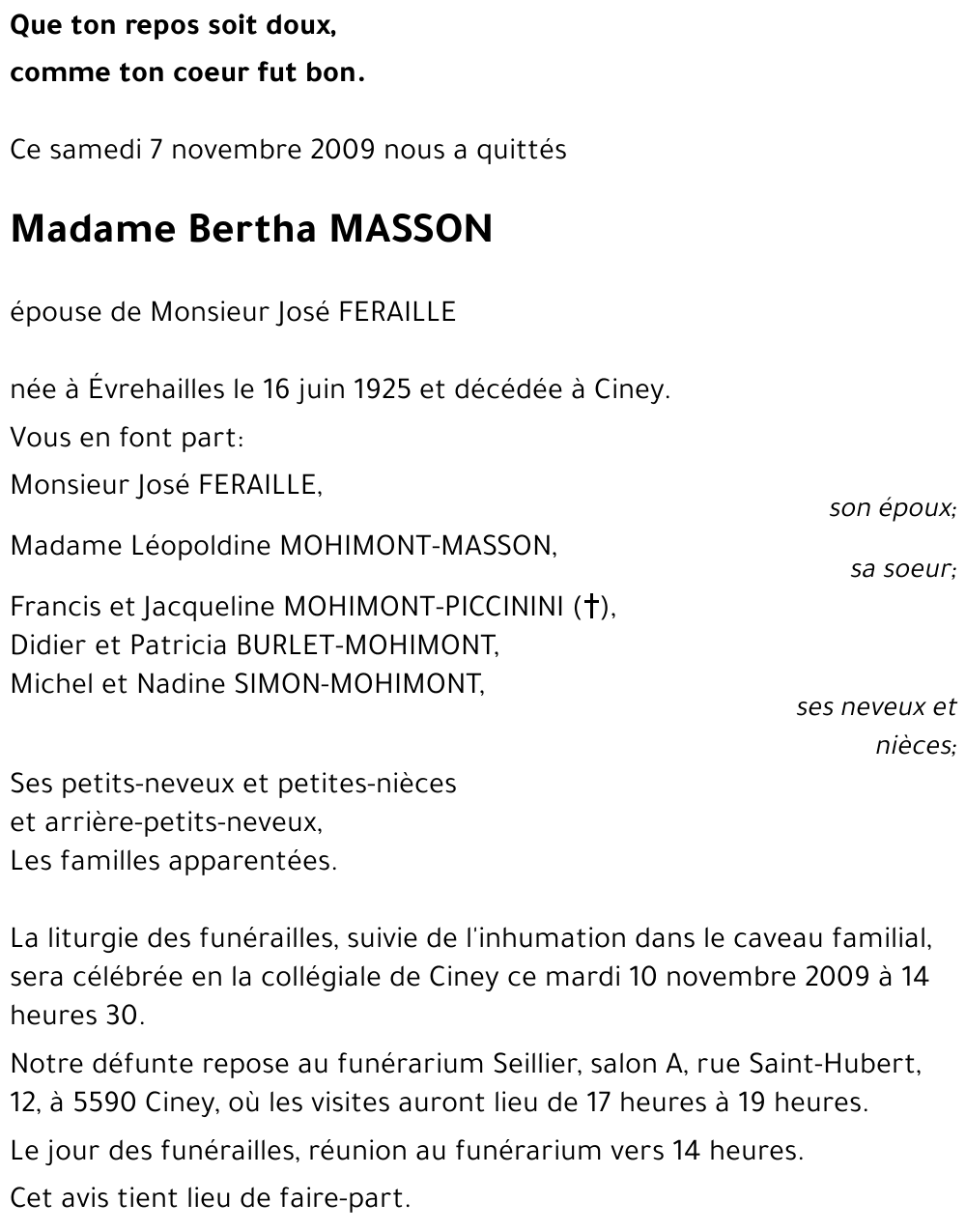 Bertha MASSON