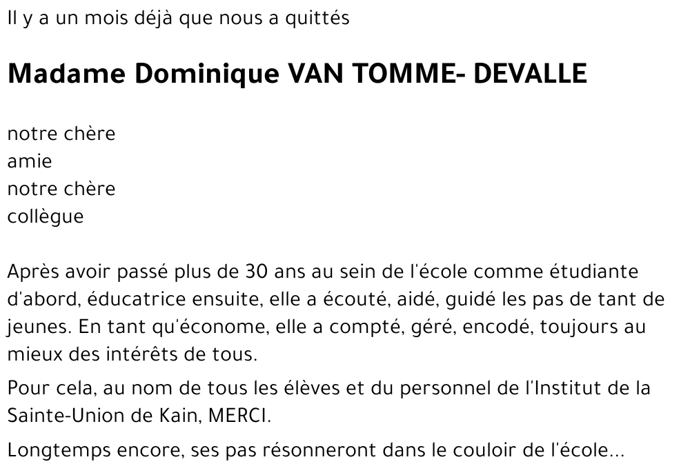 Dominique Van Tomme-Devalle