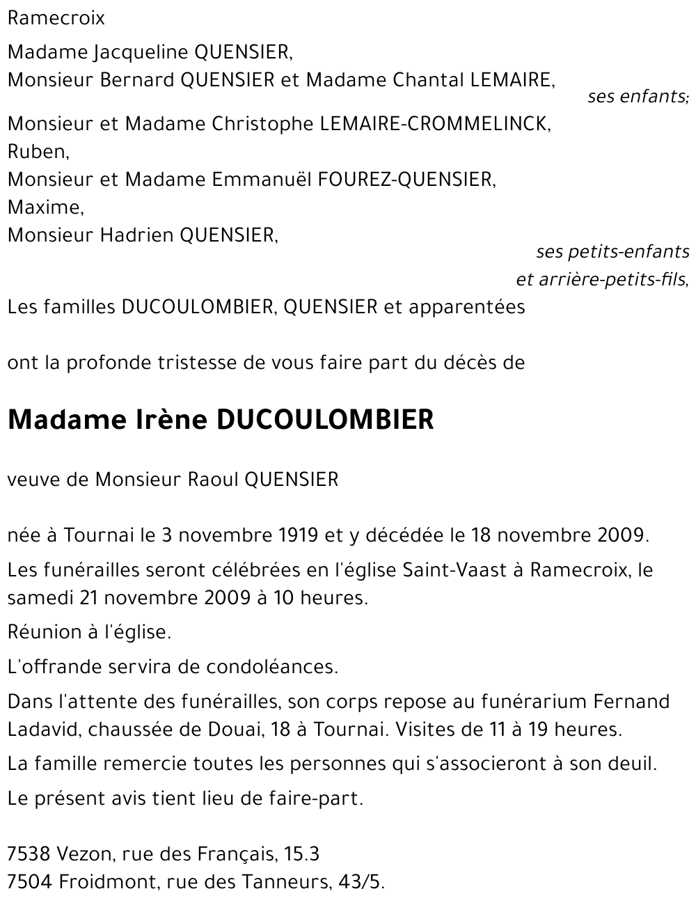 Irène DUCOULOMBIER