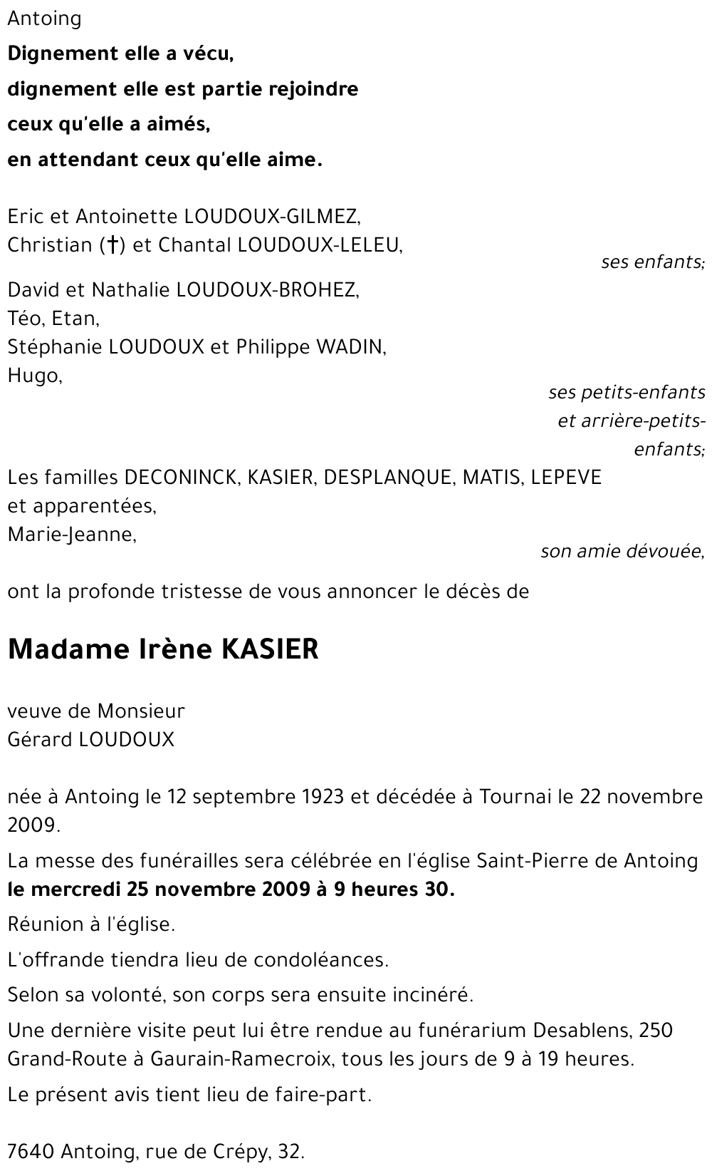 Irène KASIER