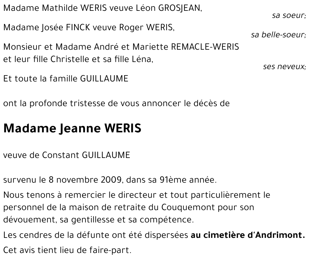 Jeanne WERIS