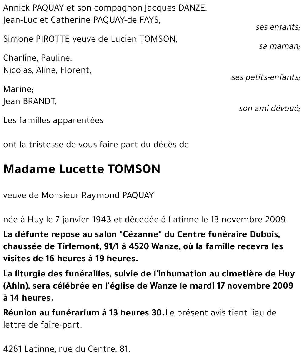 Lucette TOMSON