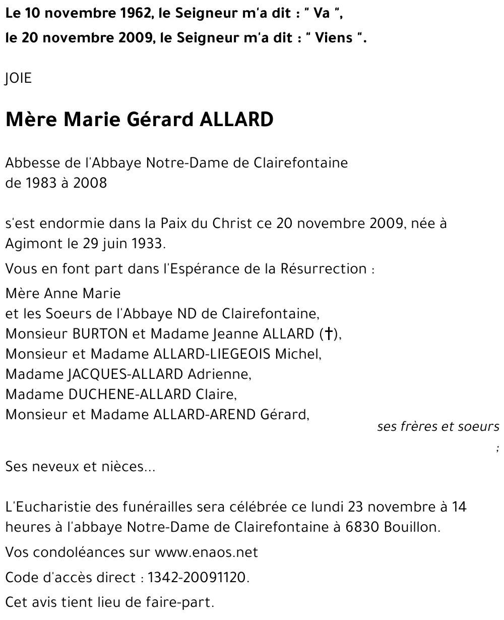 Marie Gérard ALLARD