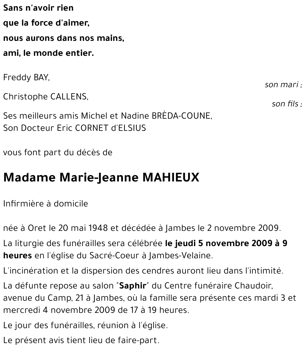 Marie-Jeanne MAHIEUX