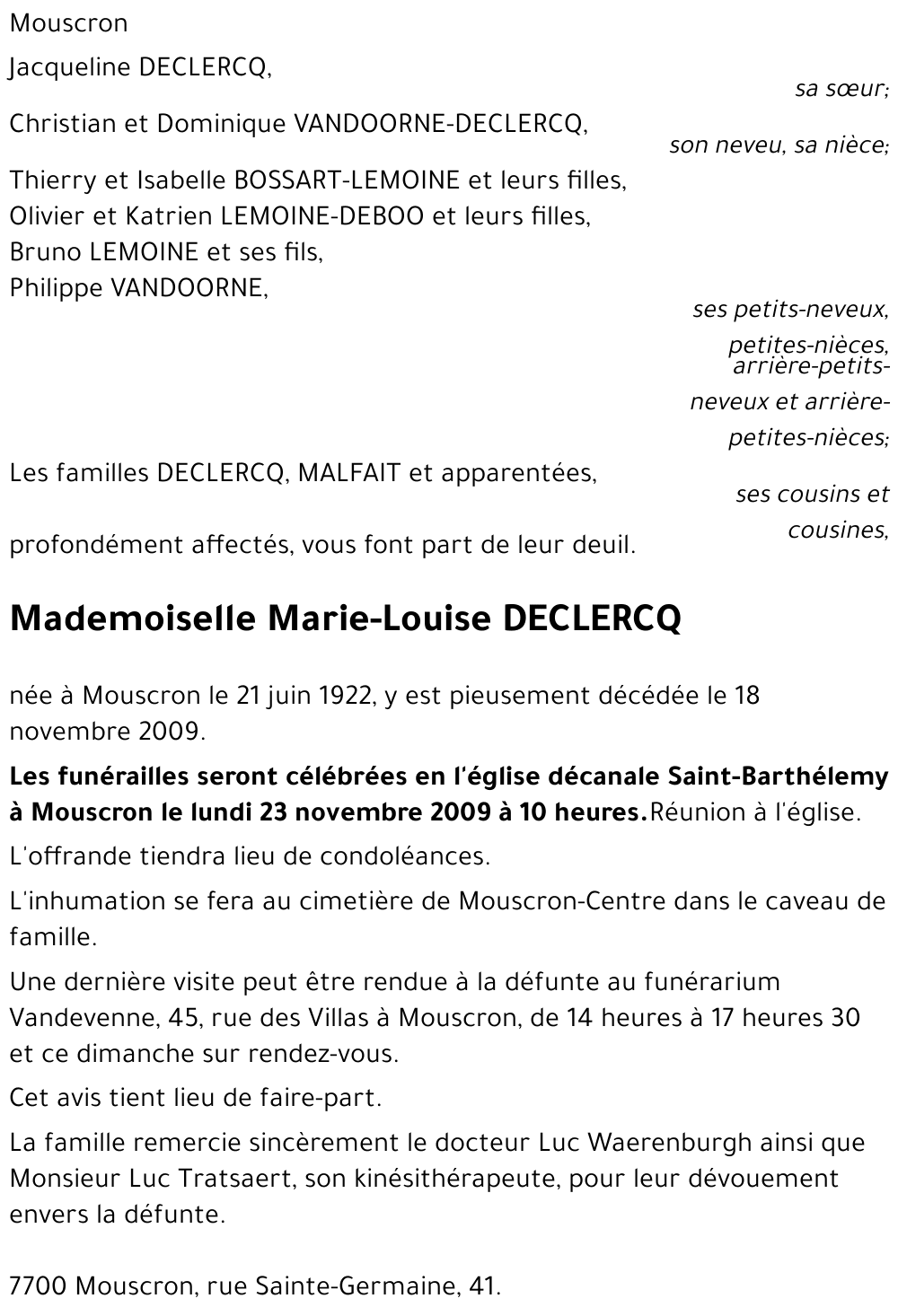 Marie-Louise DECLERCQ