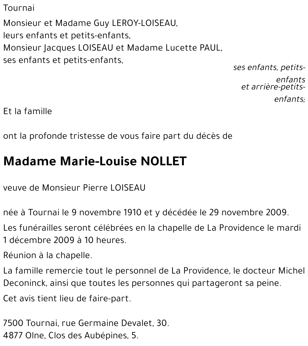 Marie-Louise NOLLET