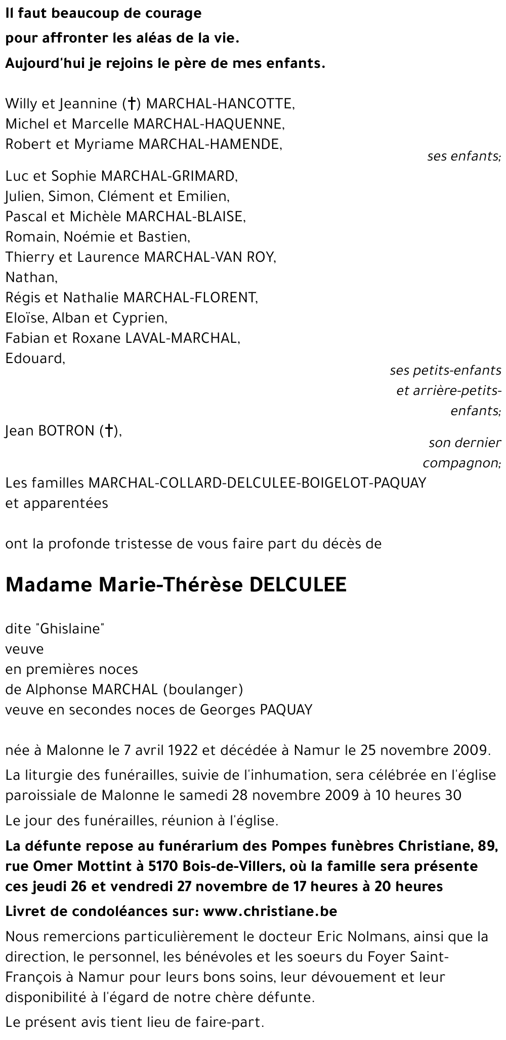 Marie-Thérèse DELCULEE