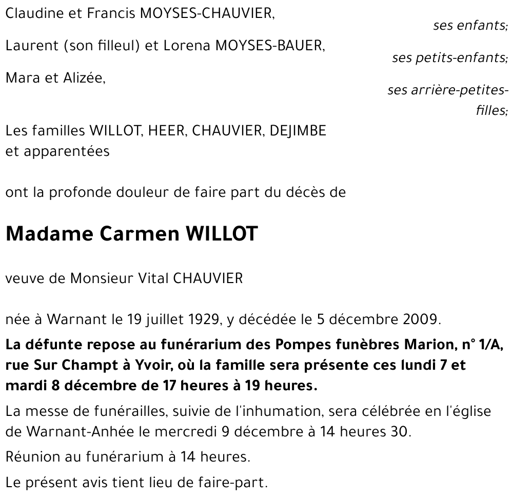 Carmen WILLOT