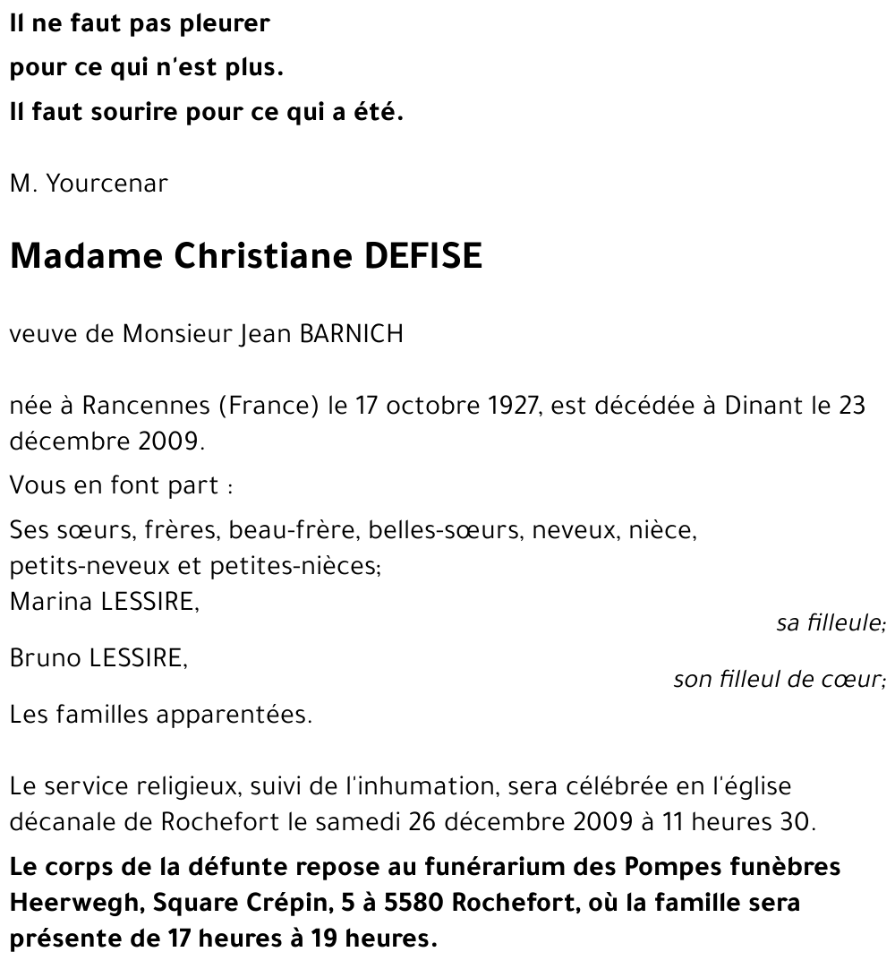 Christiane DEFISE