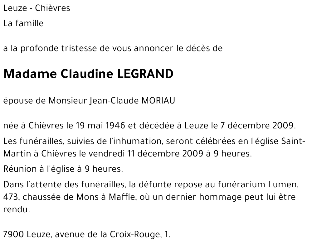 Claudine LEGRAND