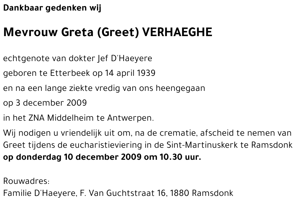 Greta (Greet) VERHAEGHE