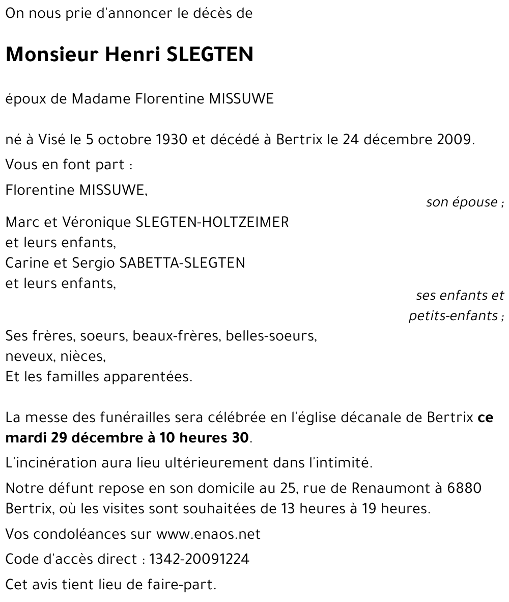 Henri SLEGTEN