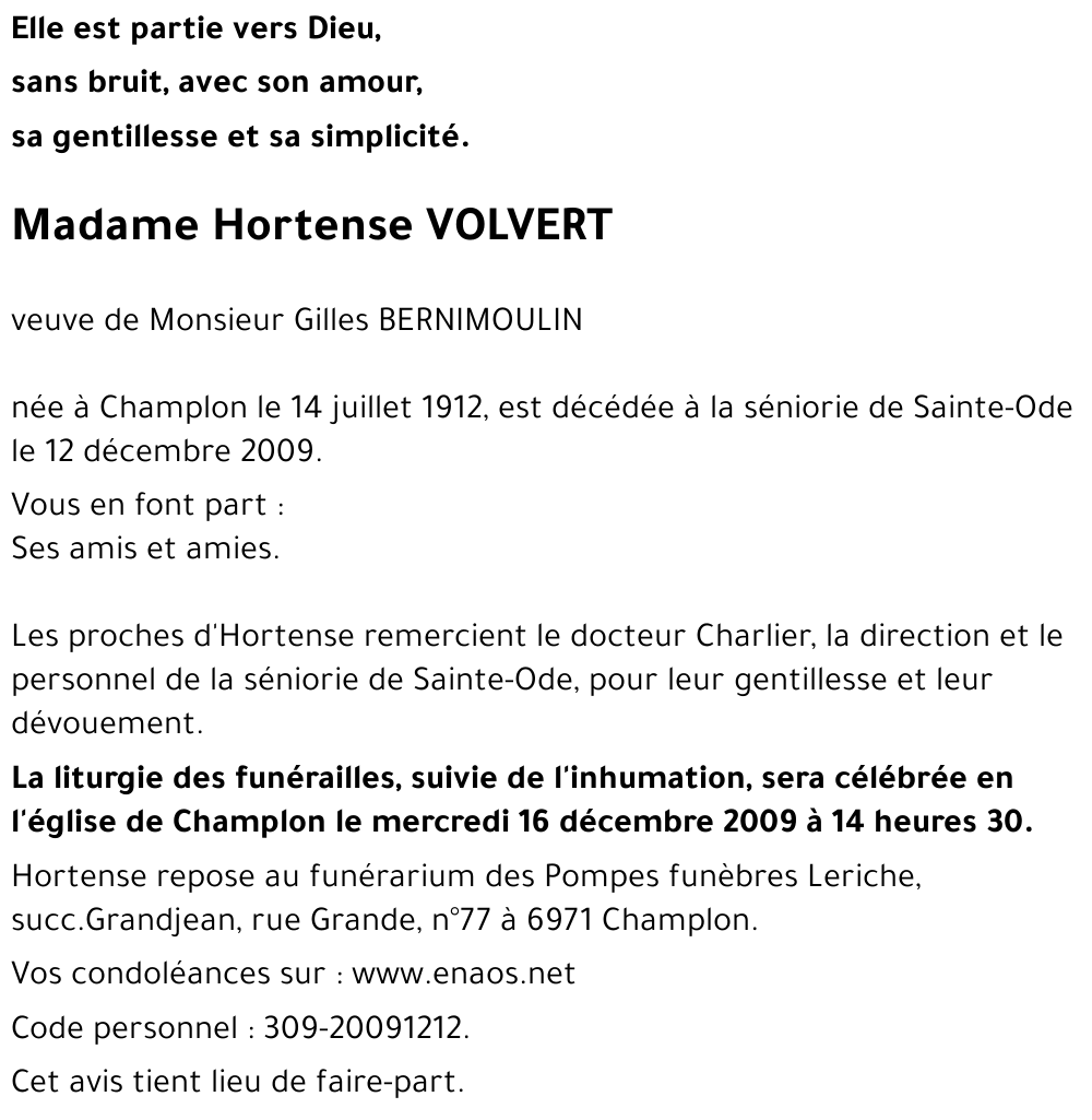 Hortense VOLVERT