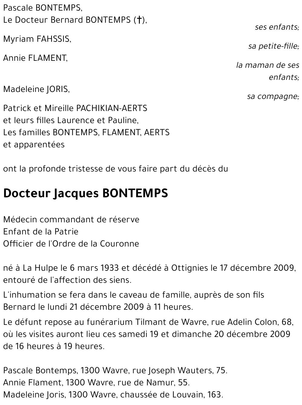 Jacques BONTEMPS