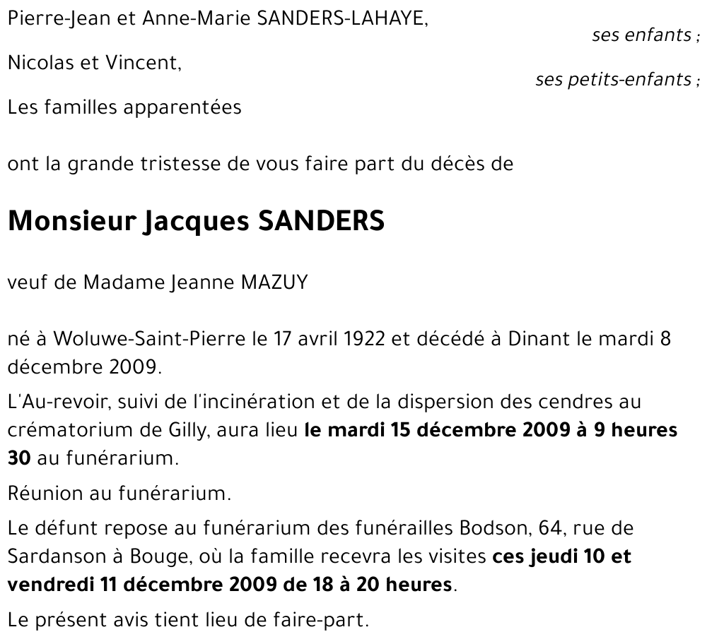 Jacques SANDERS