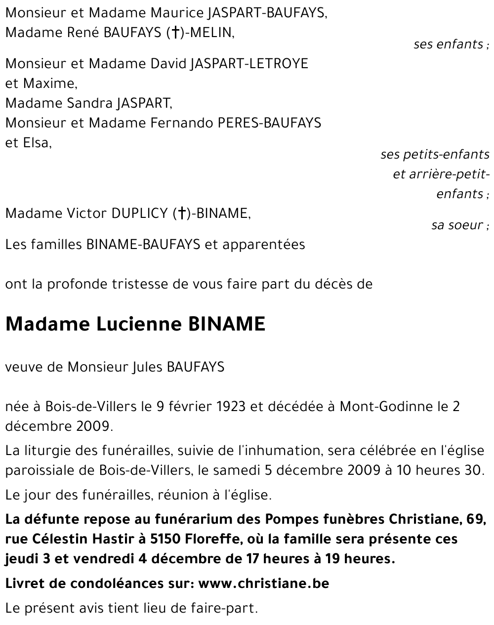 Lucienne BINAME