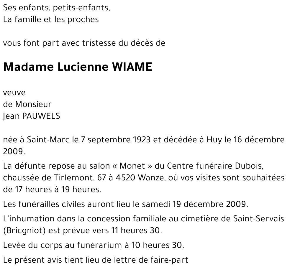 Lucienne WIAME