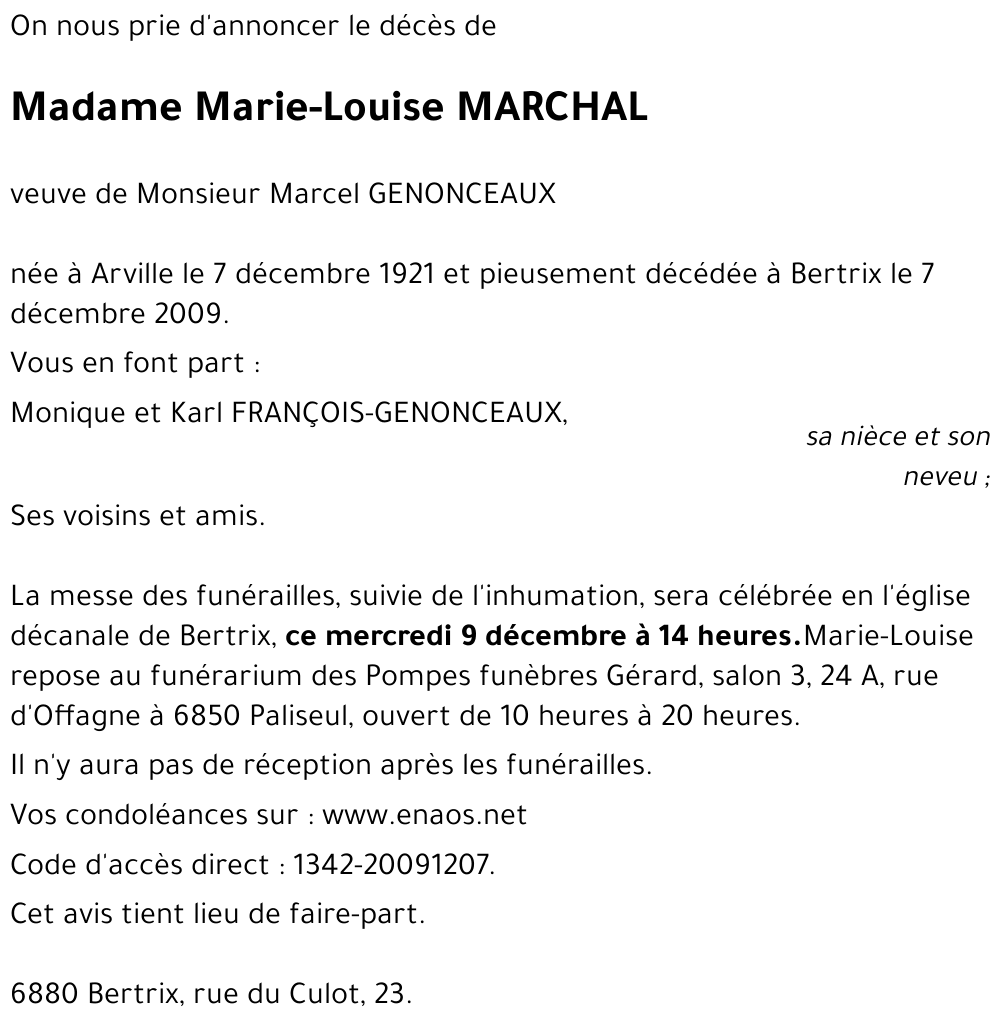 Marie-Louise MARCHAL