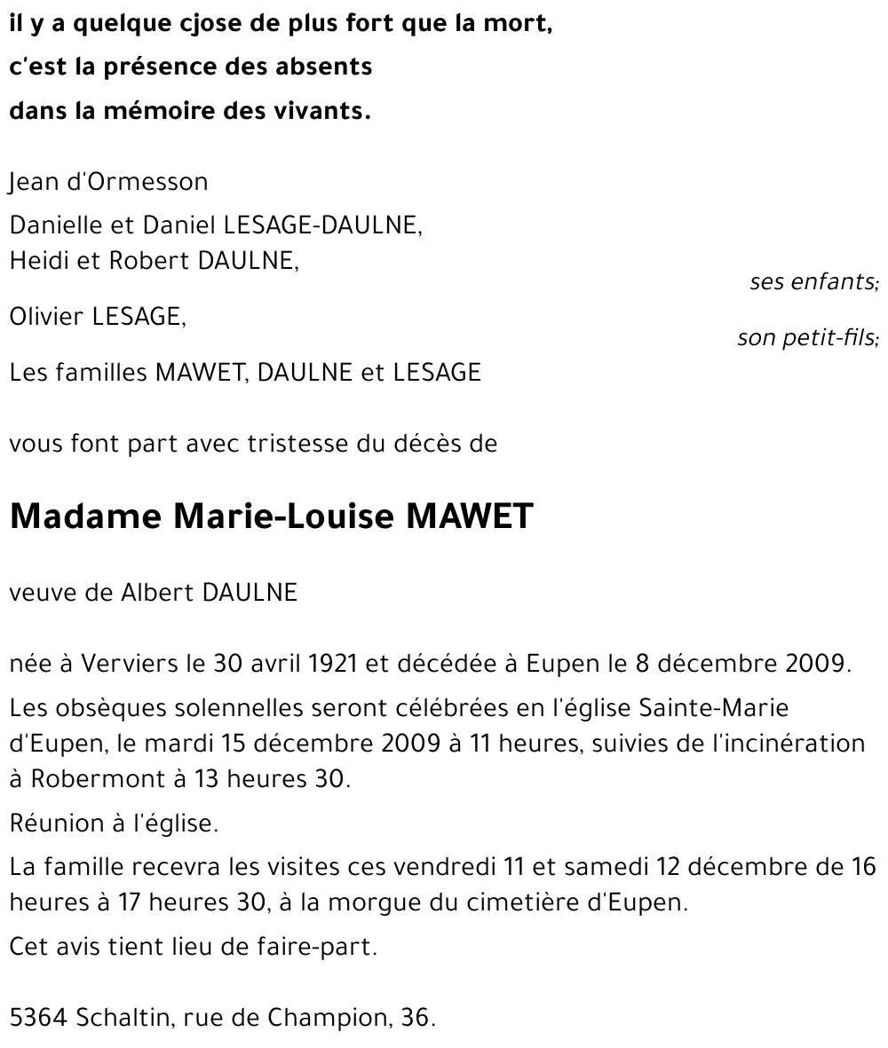 Marie-Louise MAWET