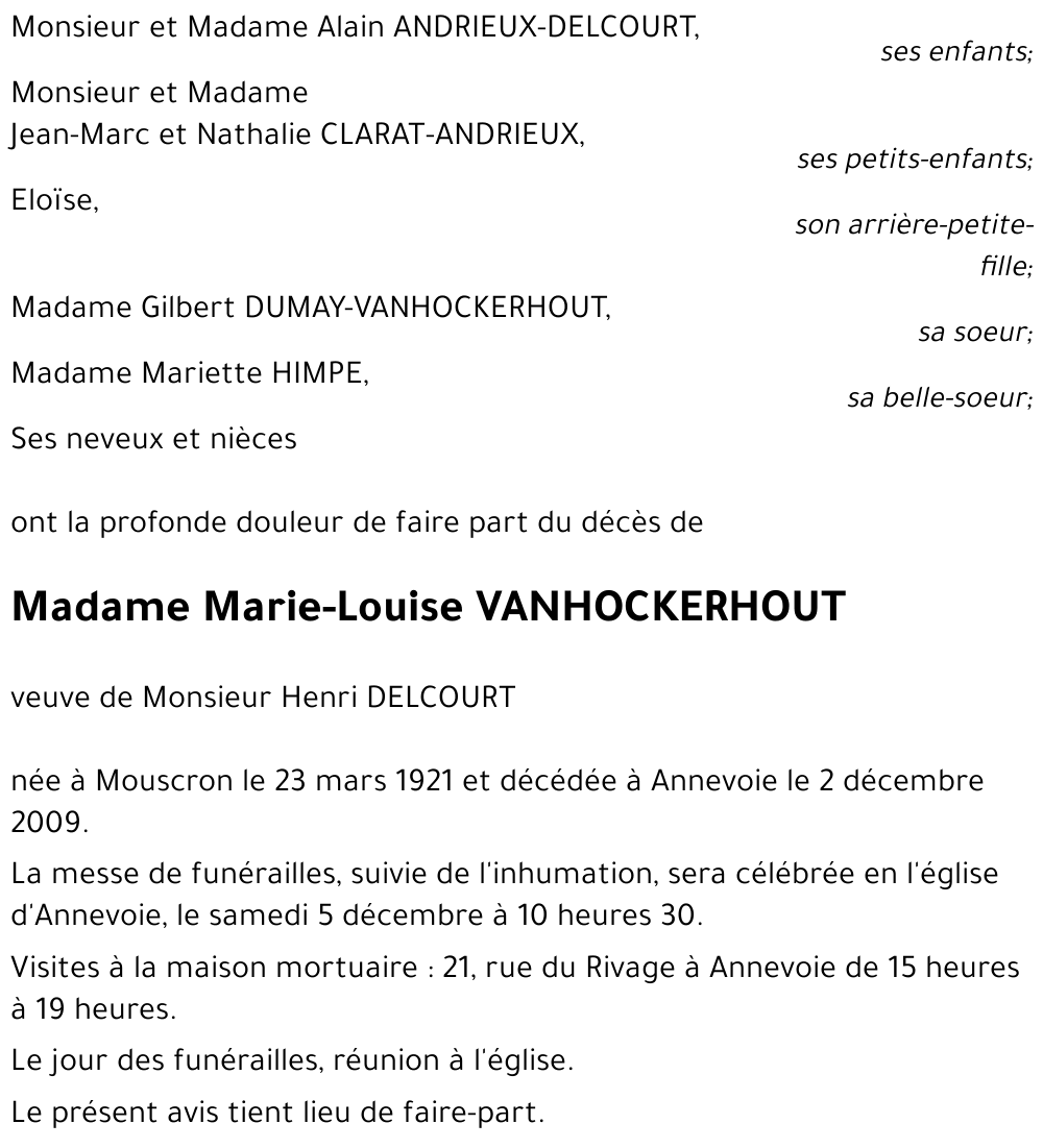 Marie-Louise VANHOCKERHOUT